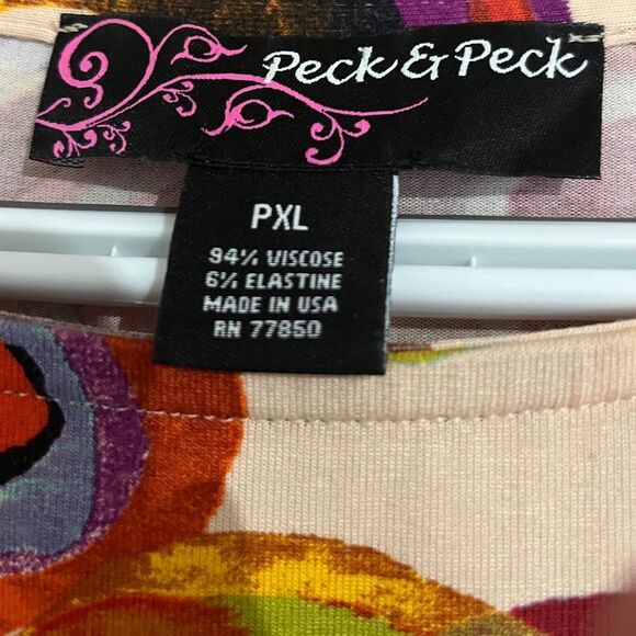 Peck&Peck Women’s Vibrant Multi Abstract Pattern Print 3/4 Sleeve Shirt Sz-PXL - Picture 3 of 5